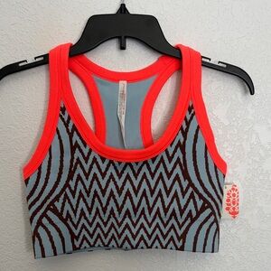 FP Movement by Free People Coral-Trim Zigzag Racerback Sports Bra M/L
